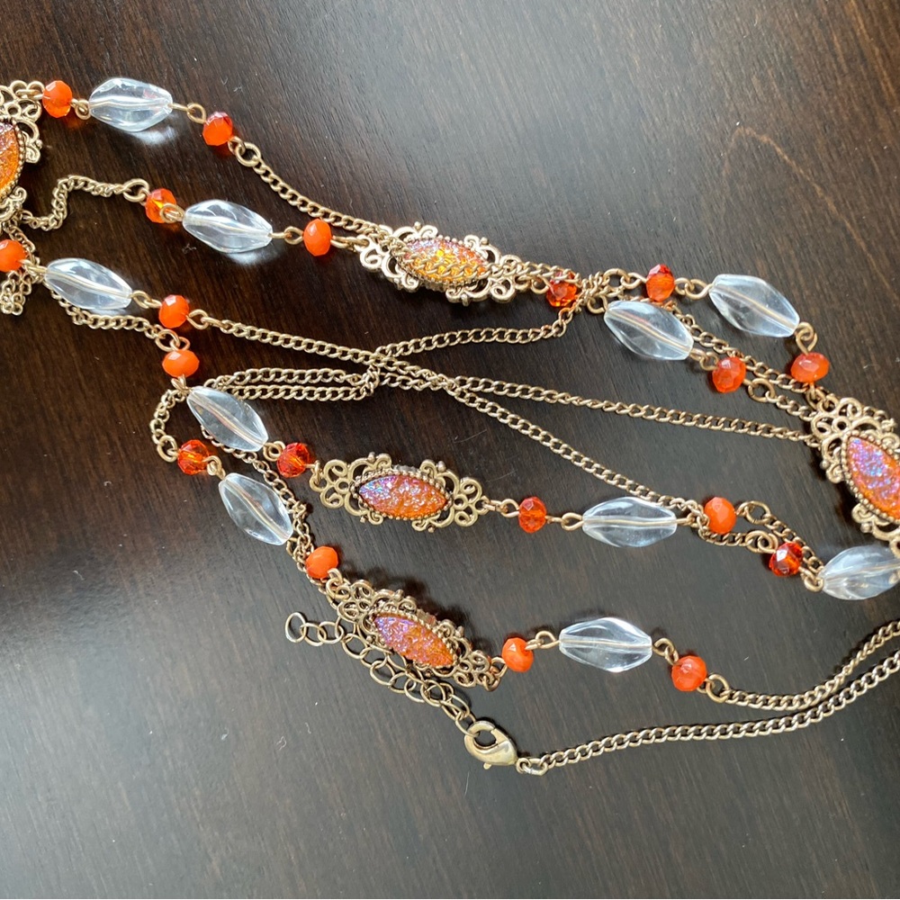 Orange & Gold Wrapping Necklace